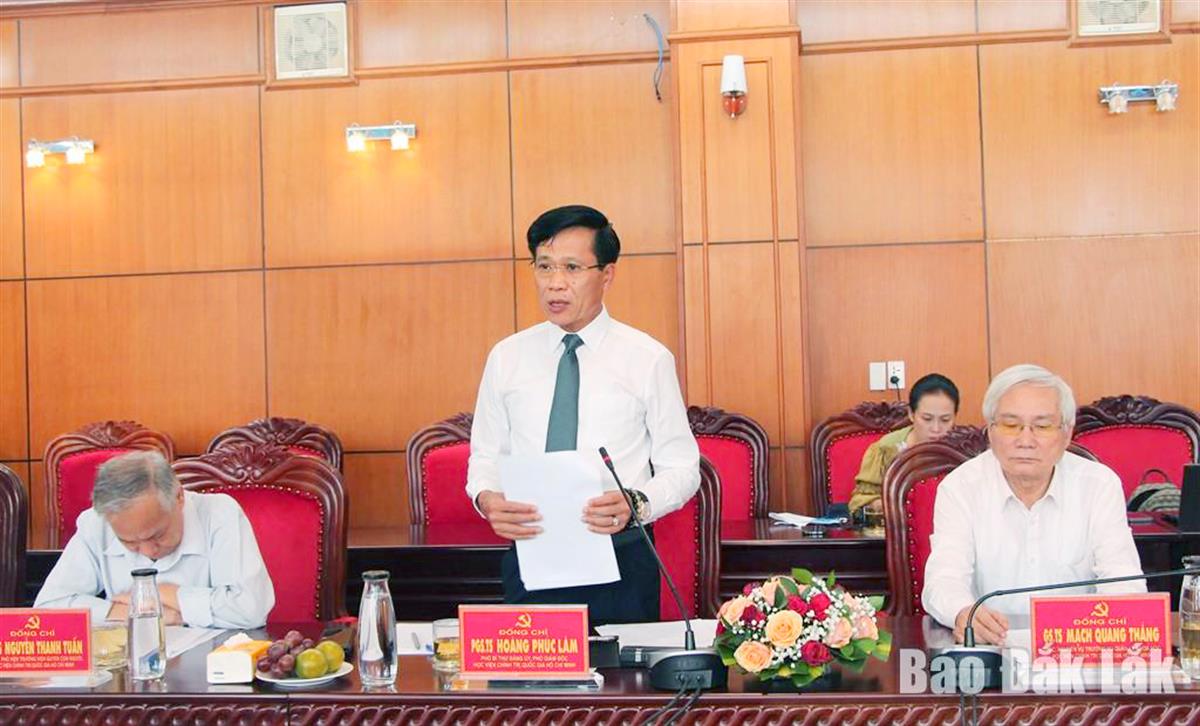 Đoàn khảo sát của Học viện Chính trị quốc gia Hồ Chí Minh làm việc với Thường trực Tỉnh ủy Đắk Lắk.