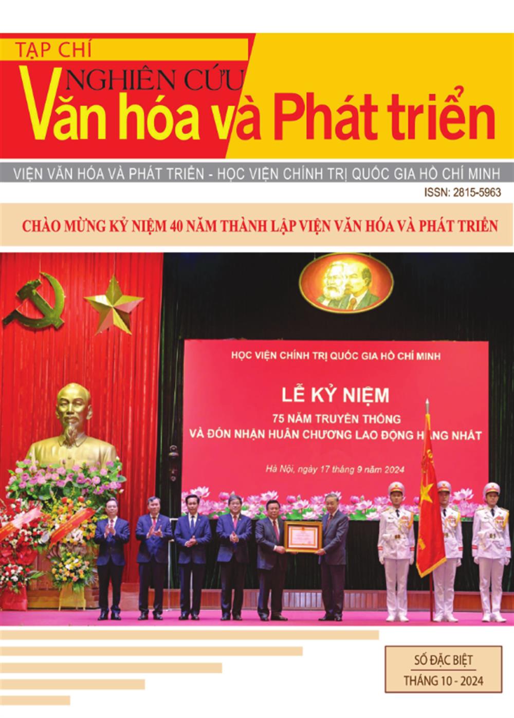 Mục lục Tạp chí Nghiên cứu Văn hóa và Phát triển, số đặc biệt (tháng 10 - 2024)